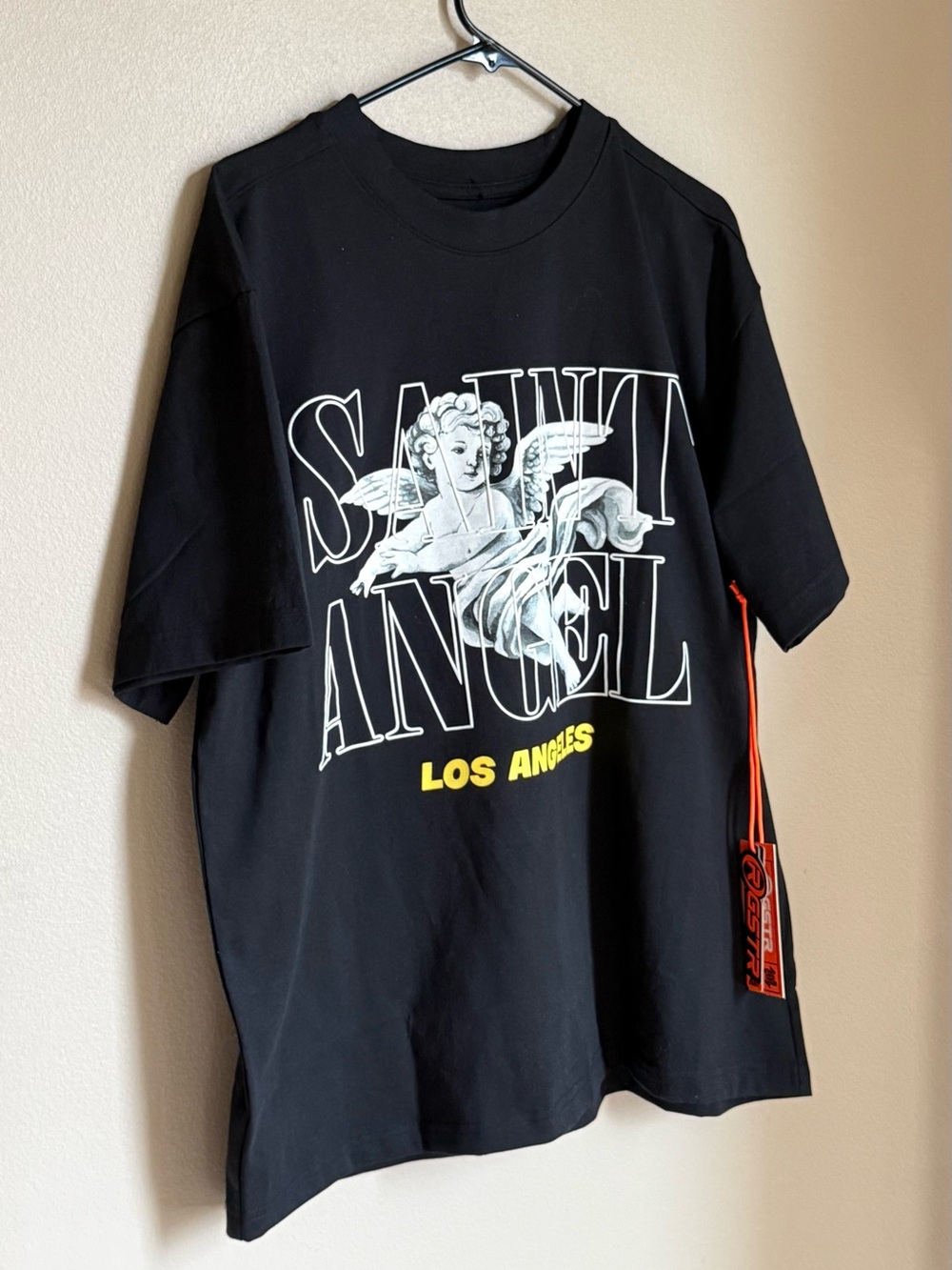 Saint Angel Los Angeles Graphic T-Shirt Black Double Sided Tee Size Large NWT
